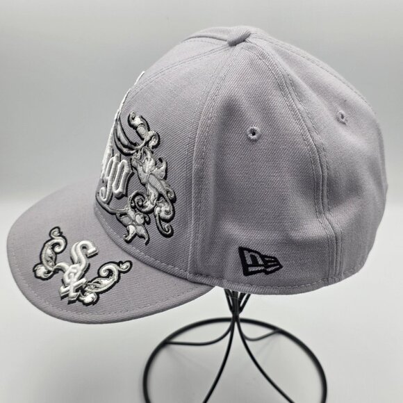 Chicago White Sox Hat Cap Fitted Mens 7 1/2 MLB Baseball Script 59FIFTY New Era - Picture 4 of 9